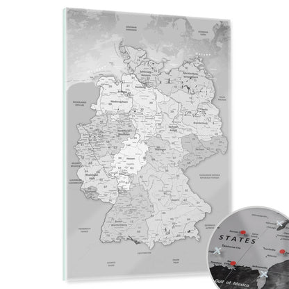 Magnetisches Glasbild - Deutschlandkarte Hellgrau